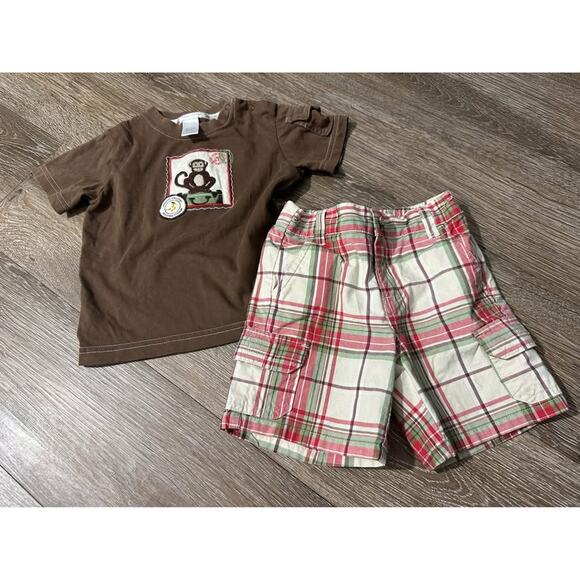Janie and Jack Monkey World Traveler Set 6-12M 2 piece summer set - Picture 1 of 3